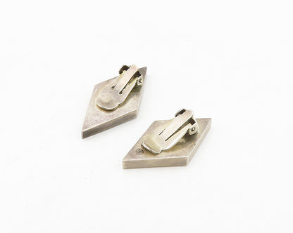 TAXCO MEXICO 925 Silver  Vintage Diamond Shape Non Pierce Earrings  EG9746