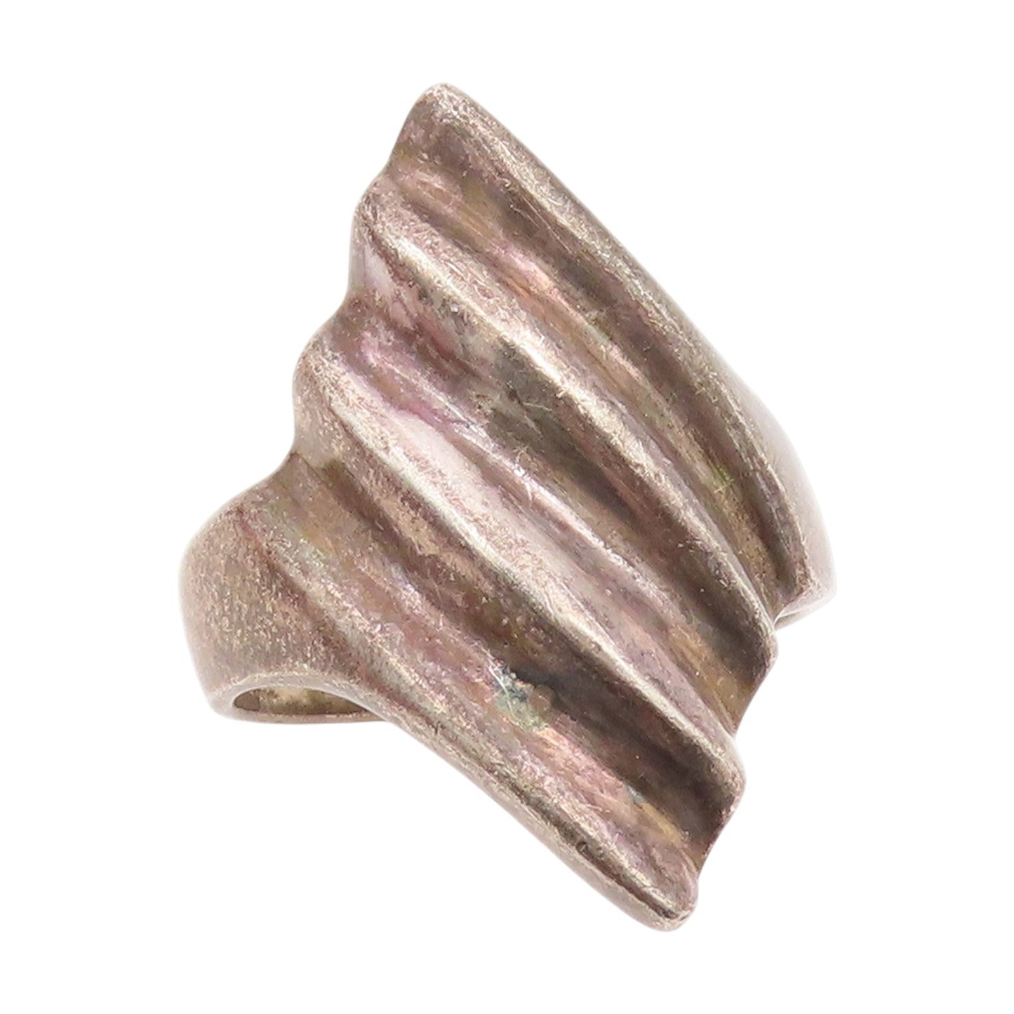 925 Sterling Silver Vintage Ring MEXICO Modernist Ribbed Band  Sz 9.5  RG35013