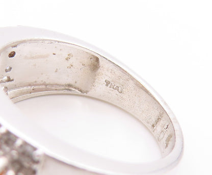 925 Sterling Silver Vintage Ring Opal & Tanzanite Statement Band  Sz 6  RG33620