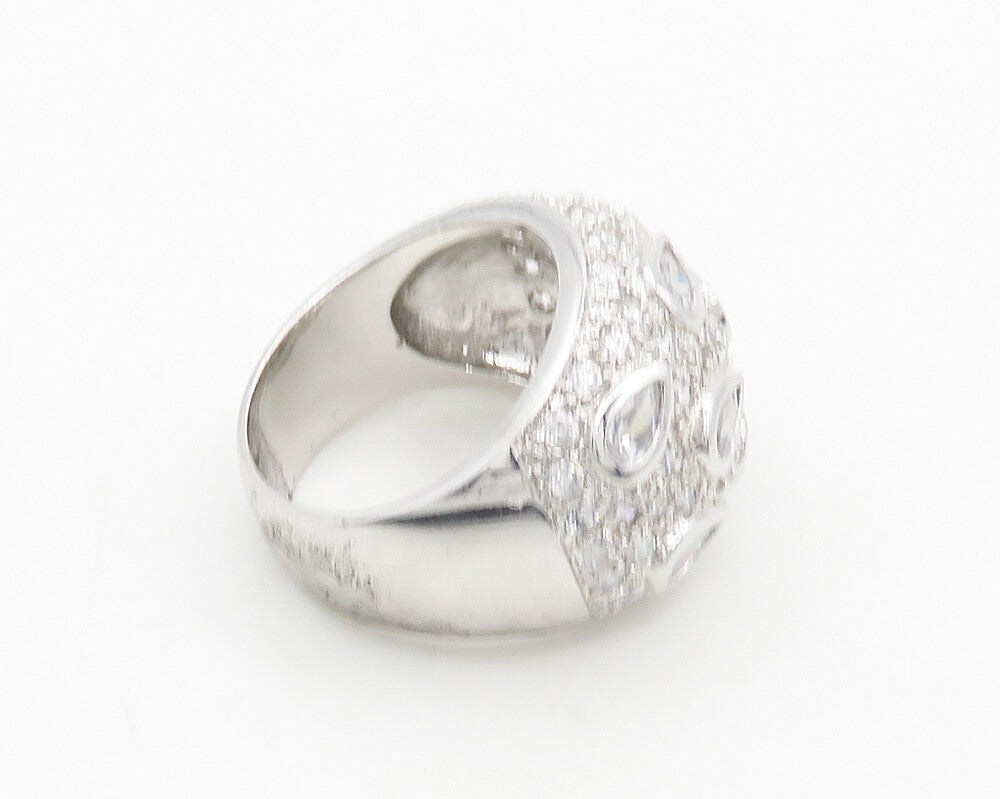 925 Silver   Vintage Cubic Zirconia Tear Drops Dome Band Ring Sz 8  RG19411