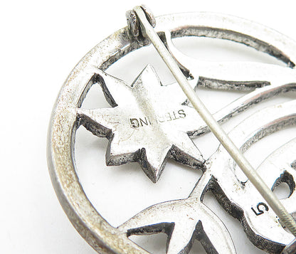 925 Sterling Silver  Vintage Sparkling Blooming Flowers Brooch Pin  BP2212