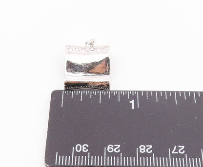 925 Sterling Silver  Vintage Shiny Graduate's Diploma Scroll Pendant  PT19444