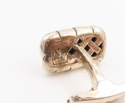925 Sterling Silver Vintage Cuff Links SCOTT KAY Solid Domed Basket Weave TR4051