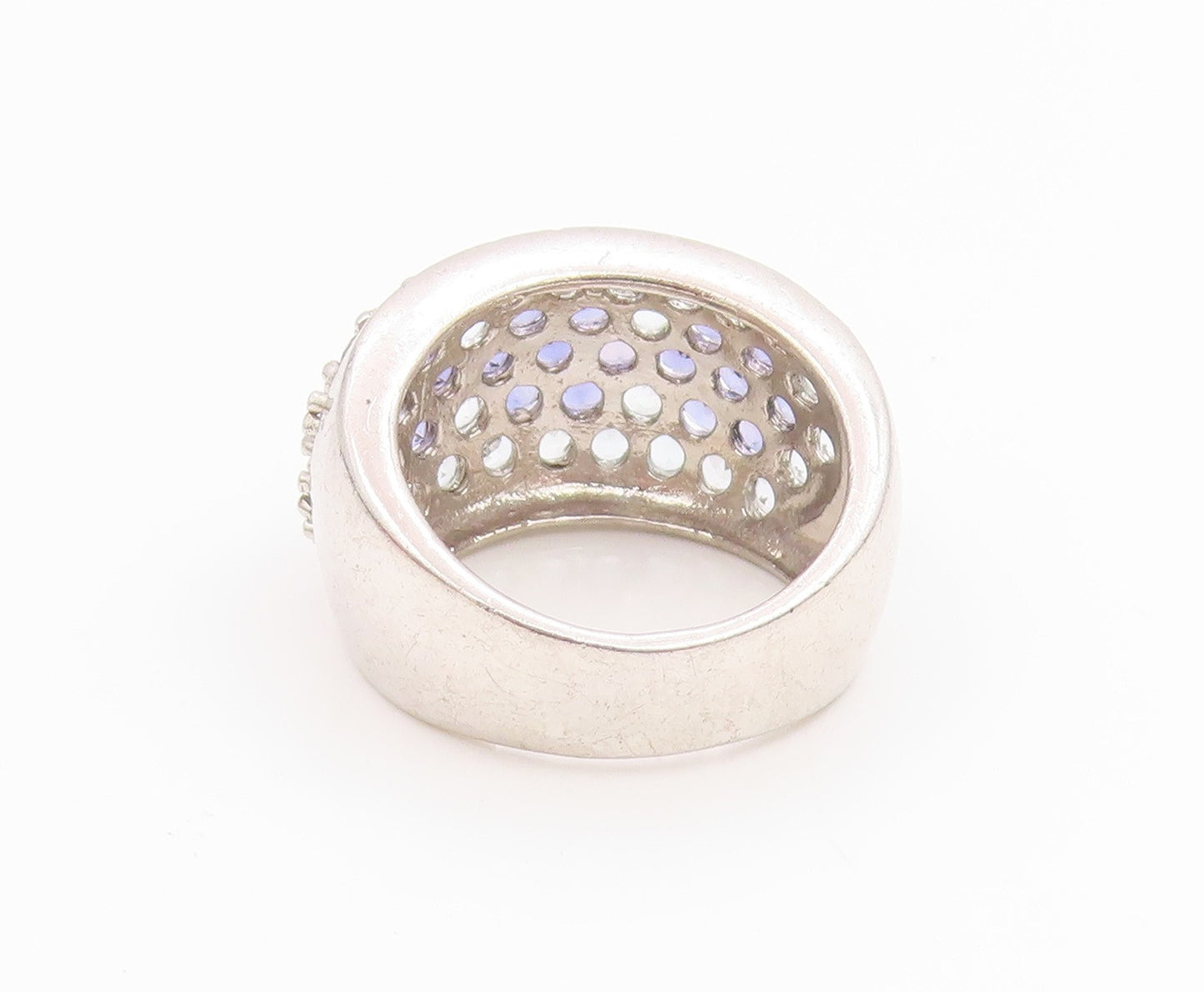 925 Sterling Silver Vintage Ring Amethyst & Topaz Floral Band  Sz 7  RG35660