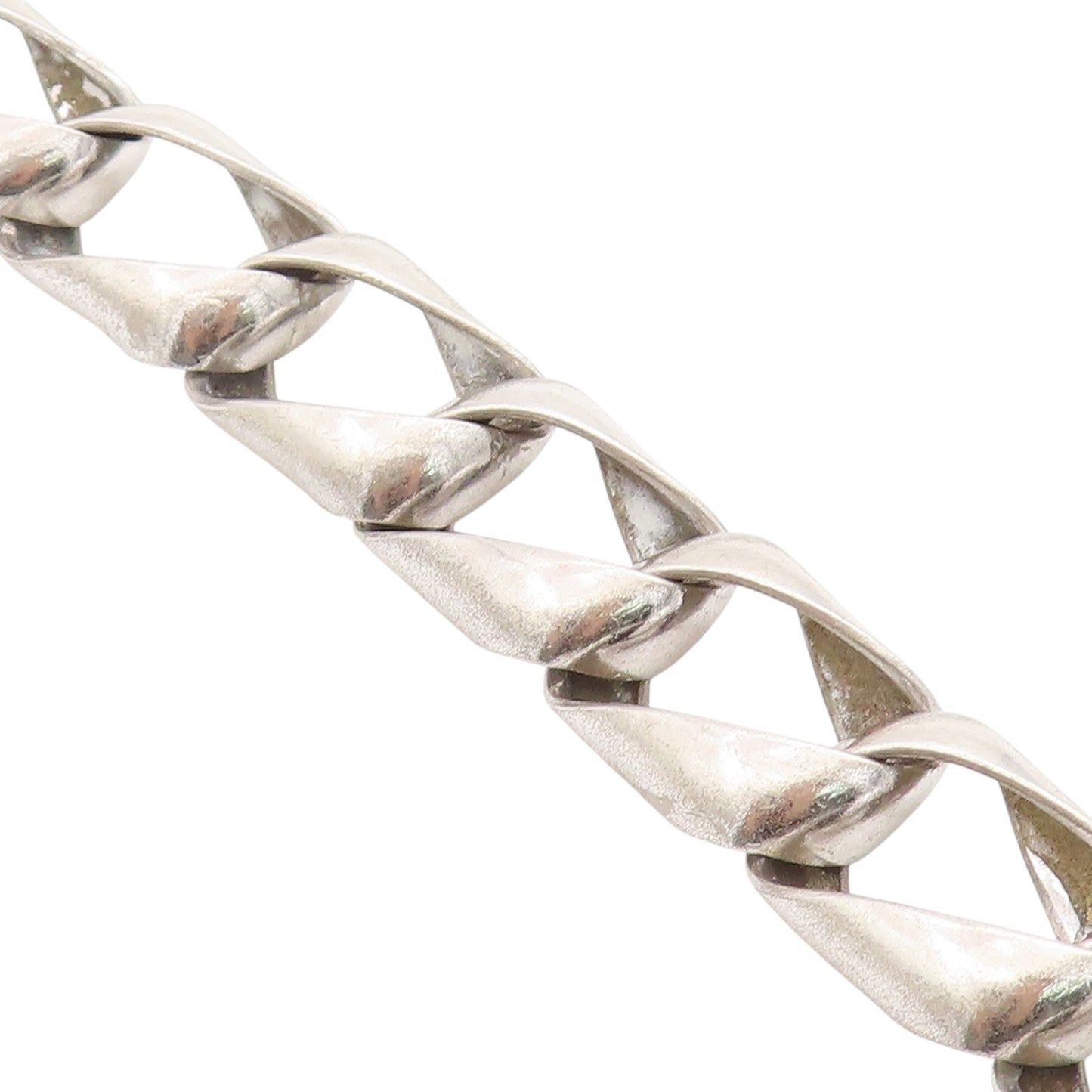 925 Sterling Silver Vintage Bracelet NORWAY Modernist Twisted Squares  BT11523