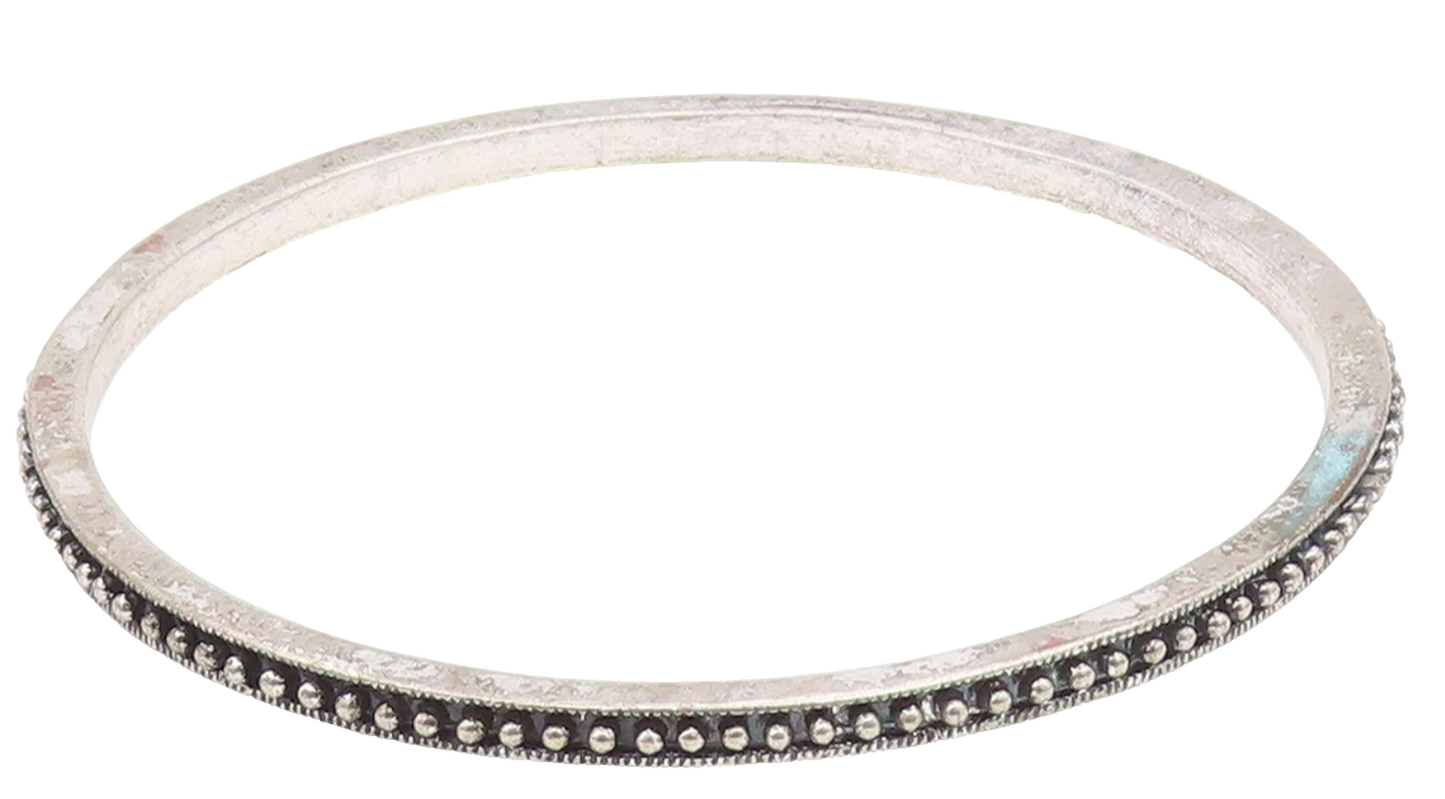 925 Sterling Silver  Vintage Dark Tone Spiked Detail Bangle Bracelet  BT6891