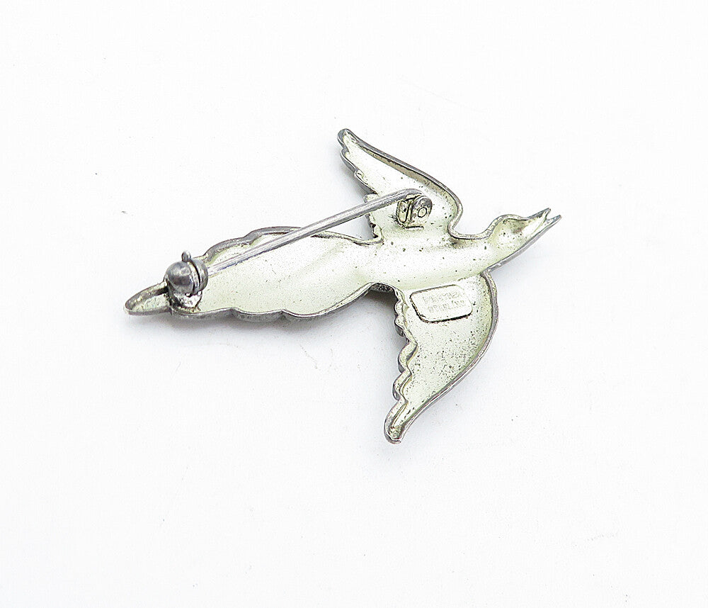 FORSTNER 925 Sterling Silver  Vintage Dark Tone Flying Bird Brooch Pin  BP1590