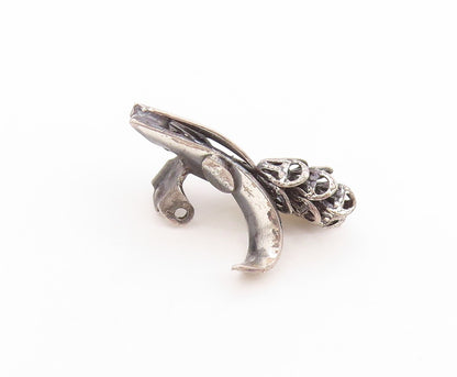 925 Sterling Silver Vintage Earrings TORTOLANI Calla Lily Floral Clip On EG14031