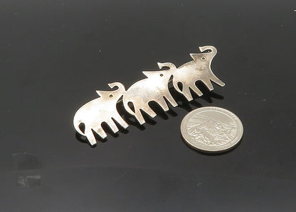 MEXICO 925 Silver  Vintage Triple Elephant Silhouette Brooch Pin  BP8250