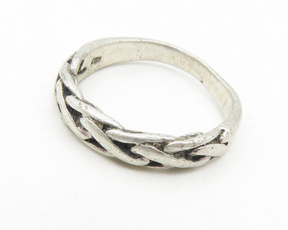 925 Sterling Silver  Vintage Braided Weaved Design Band Ring Sz 6  RG11133