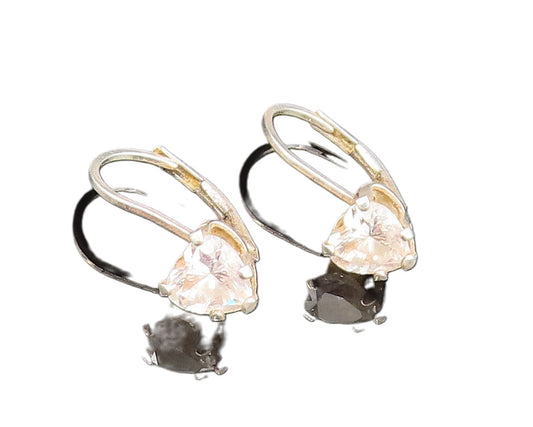 925 Silver  Vintage Dainty Cubic Zirconia Love Heart Drop Earrings  EG11920