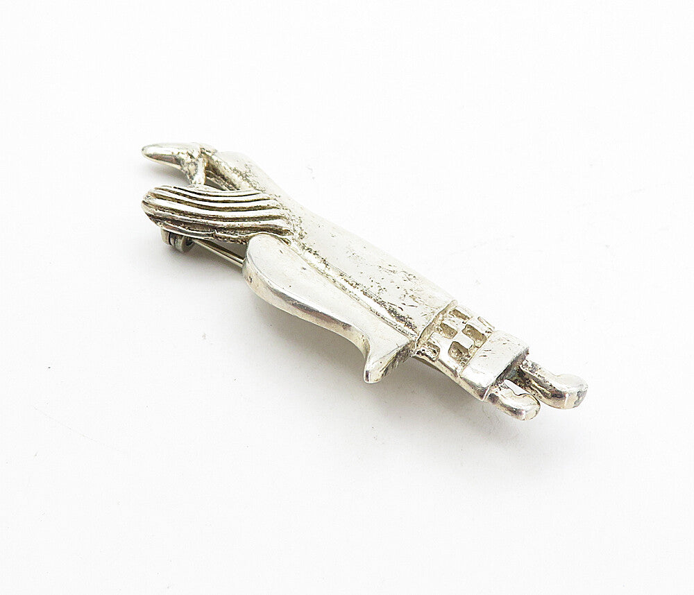 925 Sterling Silver  Vintage Shiny Angel Woman Holding Bird Brooch Pin  BP2985