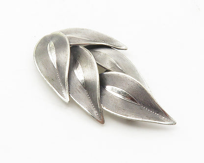 BEAU 925 Sterling Silver  Vintage Floral Leaf Bunch Motif Brooch Pin  BP4324