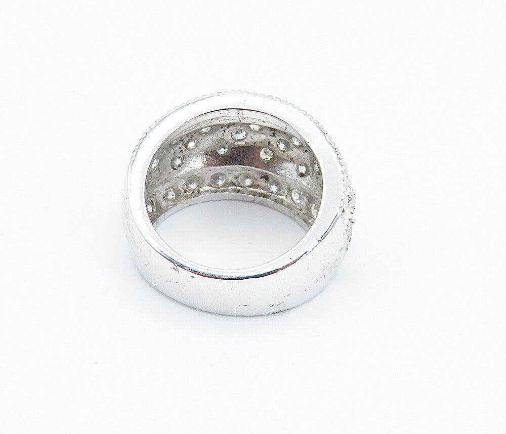 925 Sterling Silver  Sparkling Cubic Zirconia Domed Band Ring Sz 6  RG8533