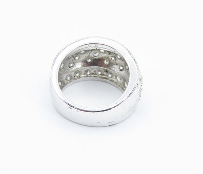925 Sterling Silver  Sparkling Cubic Zirconia Domed Band Ring Sz 6  RG8533
