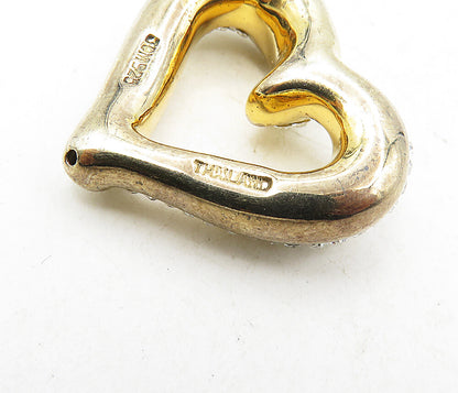 925 Sterling Silver  Cubic Zirconia Gold Plated Love Heart Pendant  PT6629