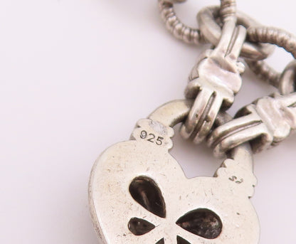 925 Sterling Silver Vintage Bracelet Real Diamonds Love Heart Toggle  BT12223