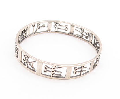 925 Sterling Silver Vintage Bracelet MIDDLE EAST Trible Design Bangle  BT11195