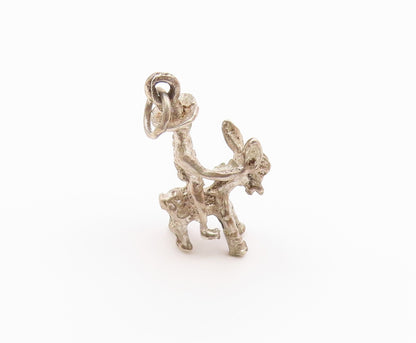 925 Sterling Silver  Vintage Man Riding Donkey Petite Pendant  PT15982