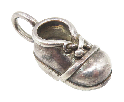 925 Sterling Silver  Vintage Shiny Old Fashioned Laced Shoe Pendant  PT8922