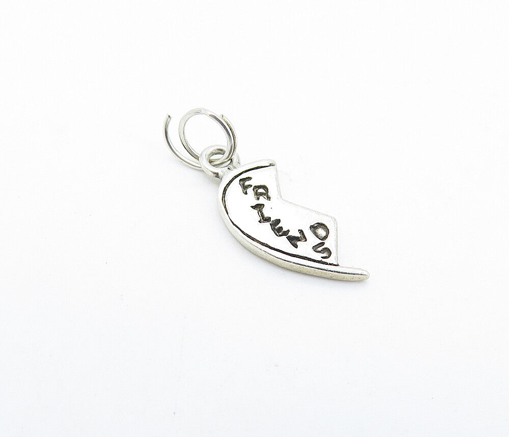 925 Sterling Silver  Vintage Petite Friends Love Heart Half Pendant  PT4058