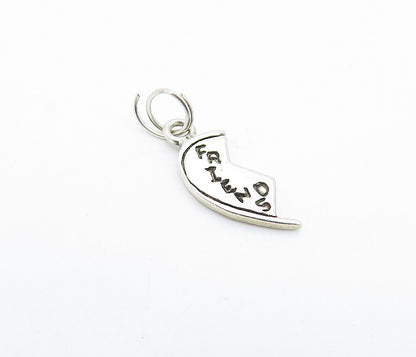 925 Sterling Silver  Vintage Petite Friends Love Heart Half Pendant  PT4058