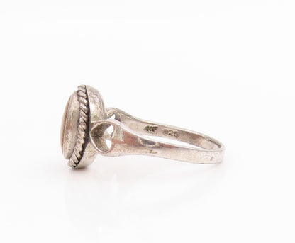925 Sterling Silver Vintage Ring Tiger's Eye Love Hearts Cut Out  Sz 6  RG33794
