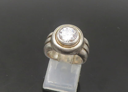 925 Sterling Silver  Vintage Cubic Zirconia Round Band Ring Sz 6  RG22268