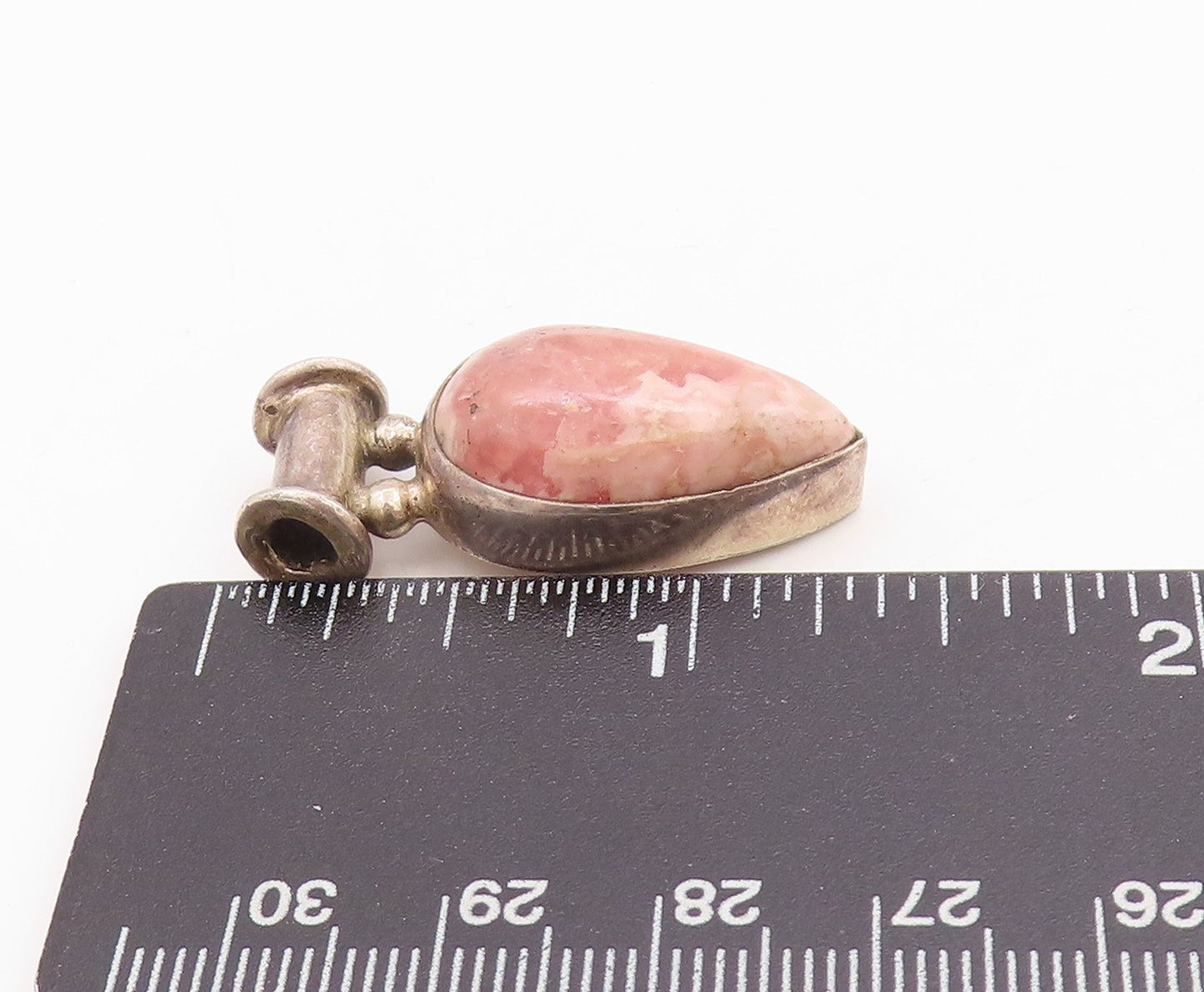 925 Sterling Silver Vintage Pendant Drop Shape Cabochon Gemstone  PT24659
