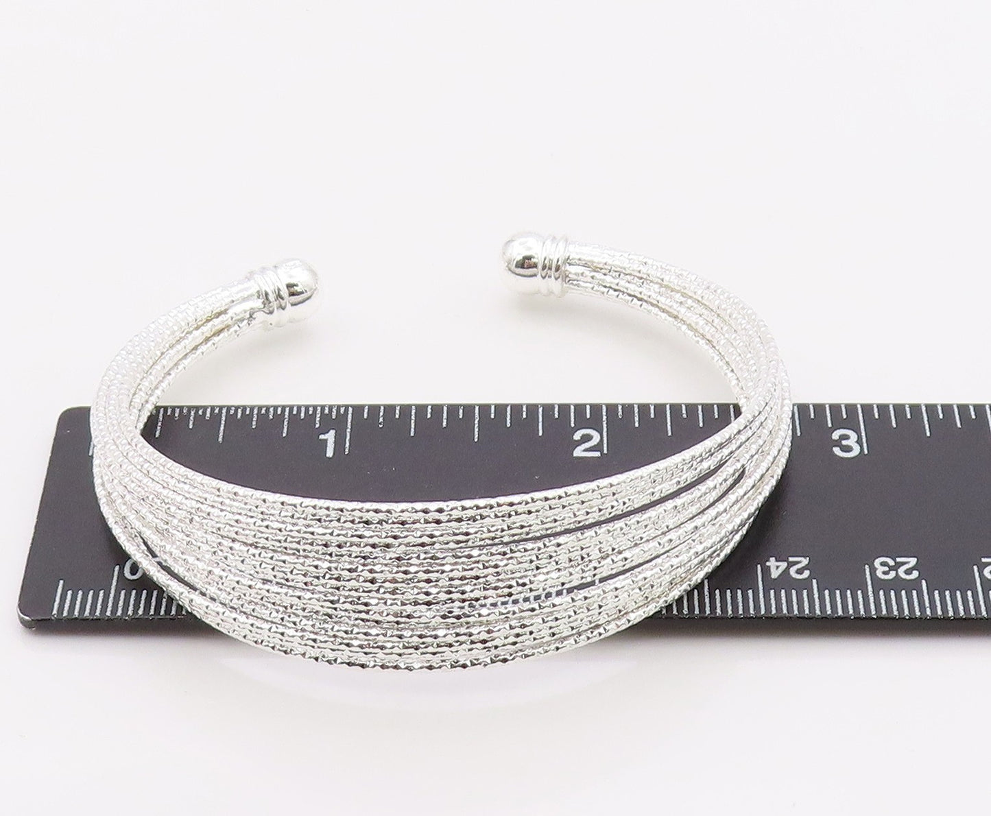 925 Sterling Silver Vintage Bracelet Minimalist Multi Strand Open Cuff  BT12135