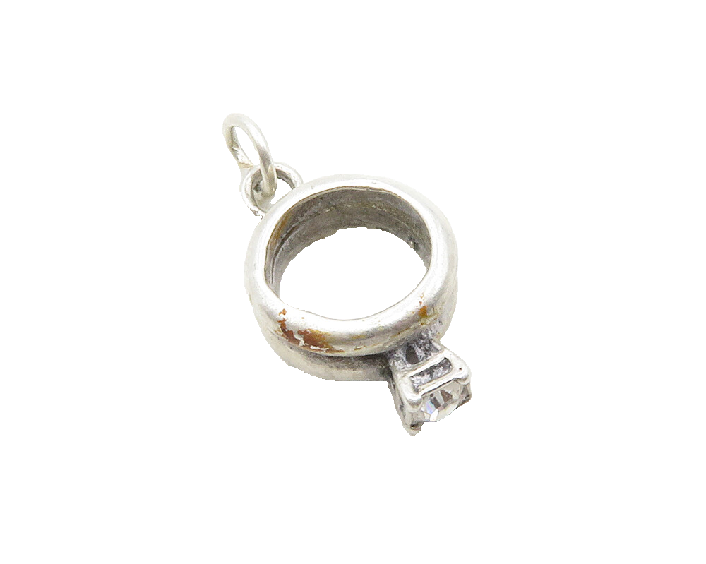 925 Sterling Silver  Vintage Petite Topaz Open Circle Drop Pendant  PT10062