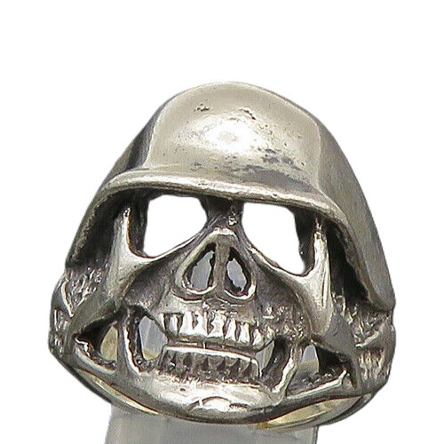 925 Sterling Silver  Vintage Skeleton Head Large Biker Ring Sz 12  RG23254