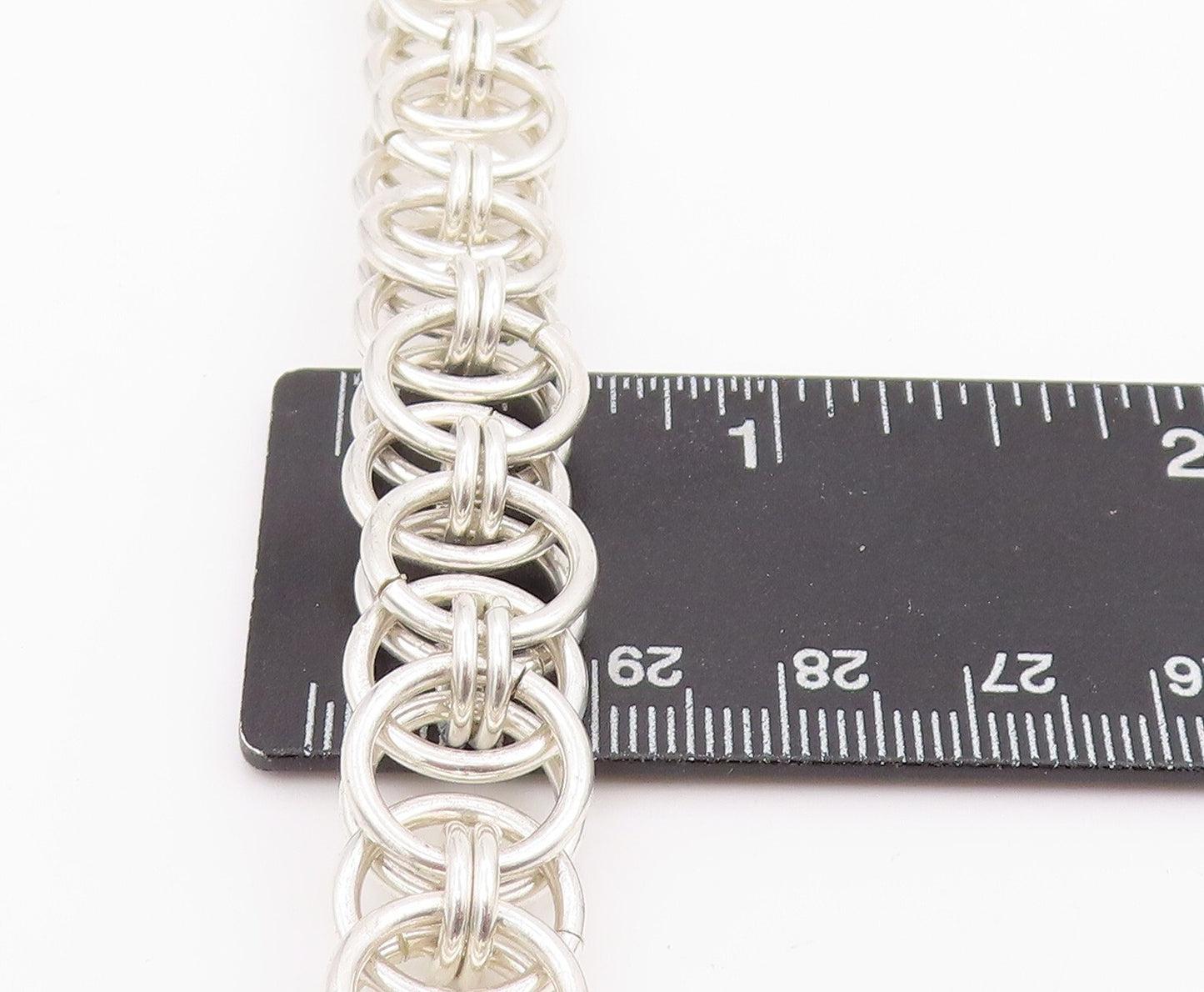 925 Sterling Silver Vintage Necklace Brutalist Interlinked Rings Cutout  NE4457