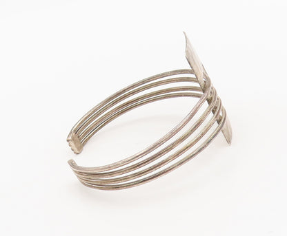 925 Sterling Silver  Vintage Designer Brutalist Split Bands Bracelet BT10157