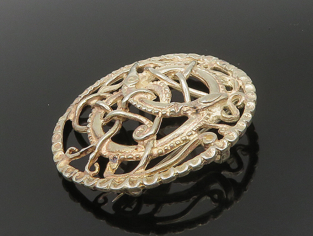 CARL BRUMBERG HANSEN 925 Silver  Vintage Knotted Animal Brooch Pin  BP9379
