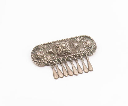 925 Sterling Silver Vintage Brooch Pin MEXICO Classic Floral Swirl Motif BP12465
