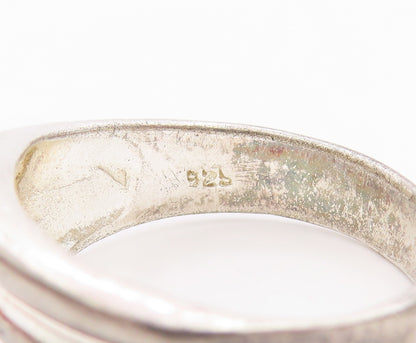 925 Sterling Silver Vintage Ring Minimalist Grooved Design  Sz 8  RG33353