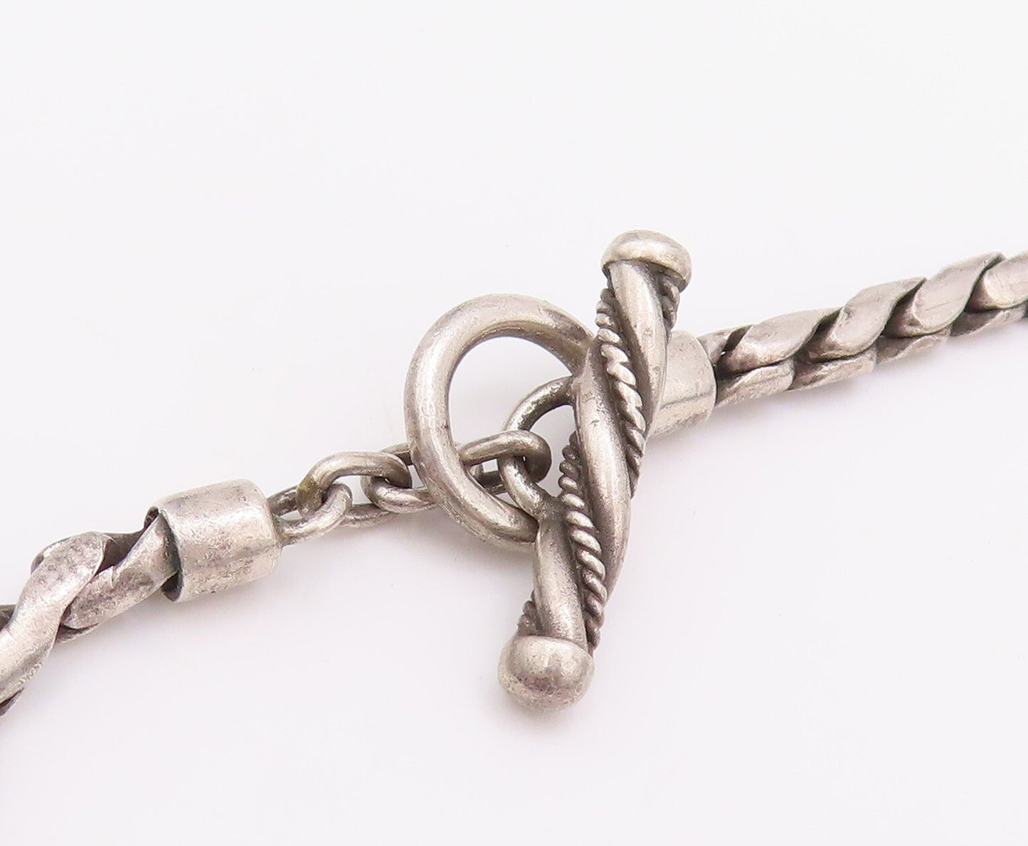 925 Sterling Silver Vintage Necklace Dark Tone Swirly Carved Square  NE4385