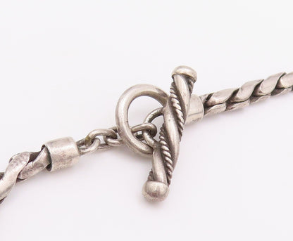 925 Sterling Silver Vintage Necklace Dark Tone Swirly Carved Square  NE4385