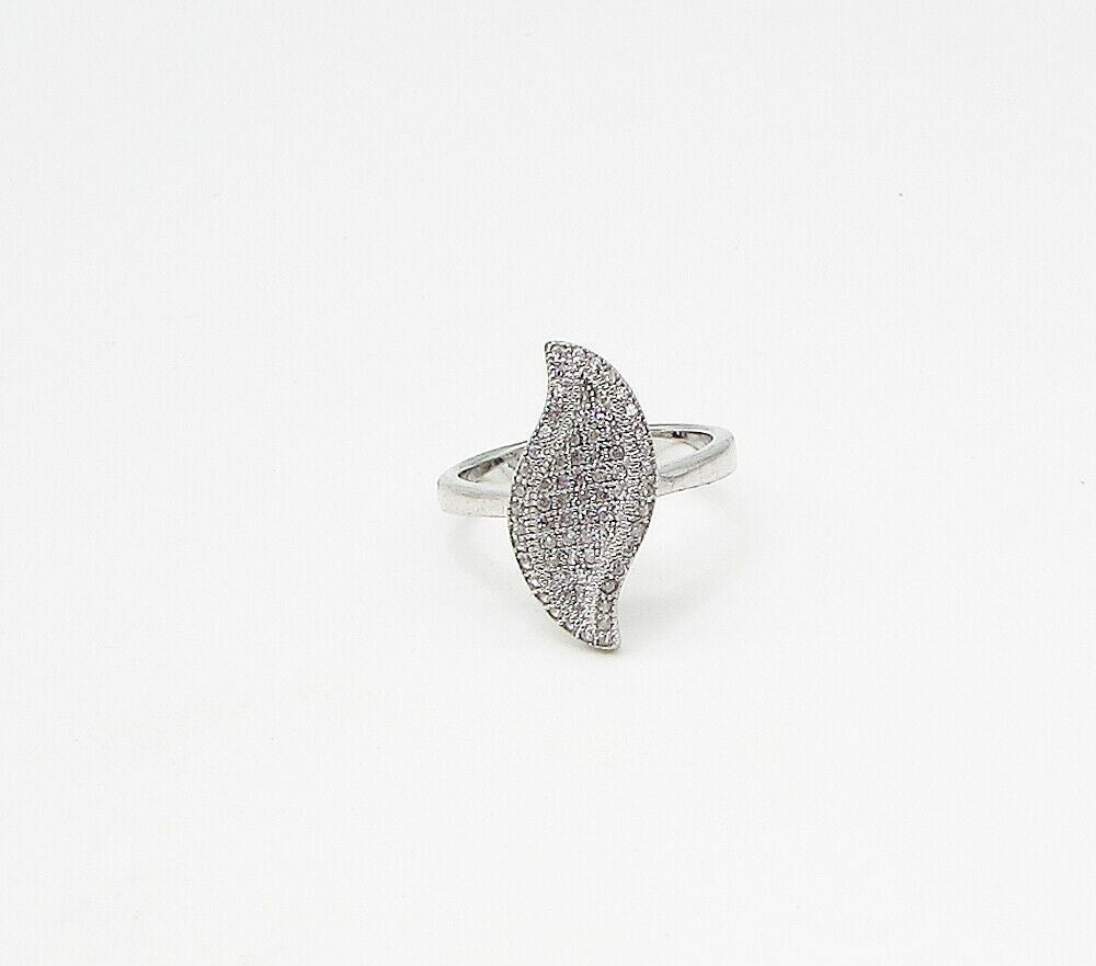 925 Sterling Silver White Cubic Zirconia Leaf Cluster Ring  Sz 8  RG3257