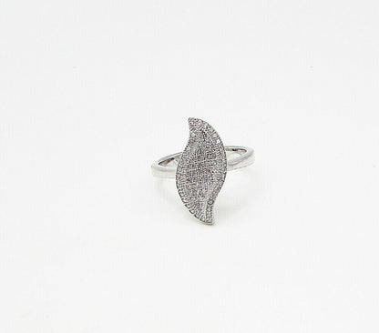 925 Sterling Silver White Cubic Zirconia Leaf Cluster Ring  Sz 8  RG3257