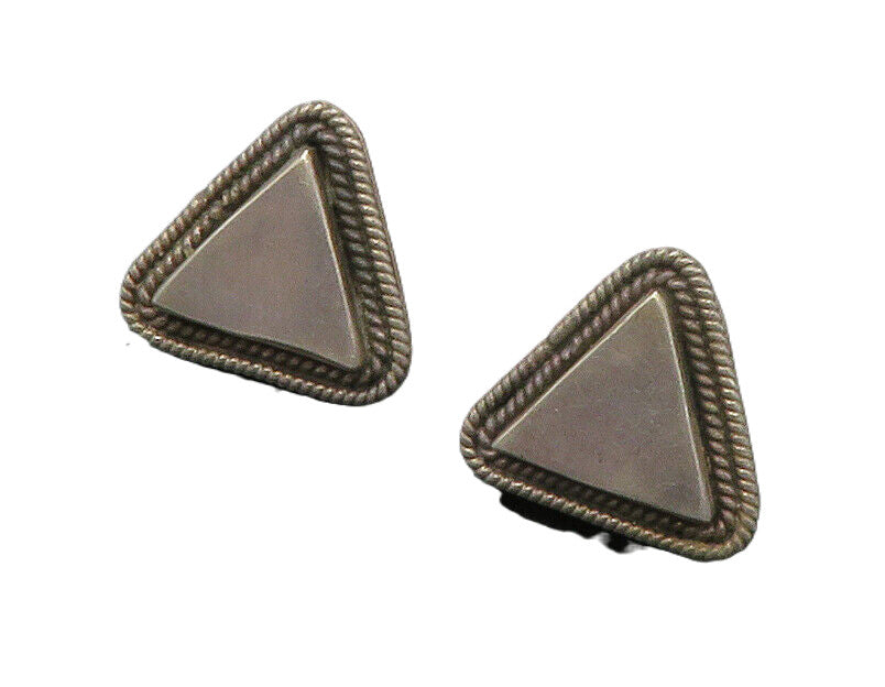 MEXICO 925 Sterling Silver  Vintage Triangle Twist Non Pierce Earrings  EG8799