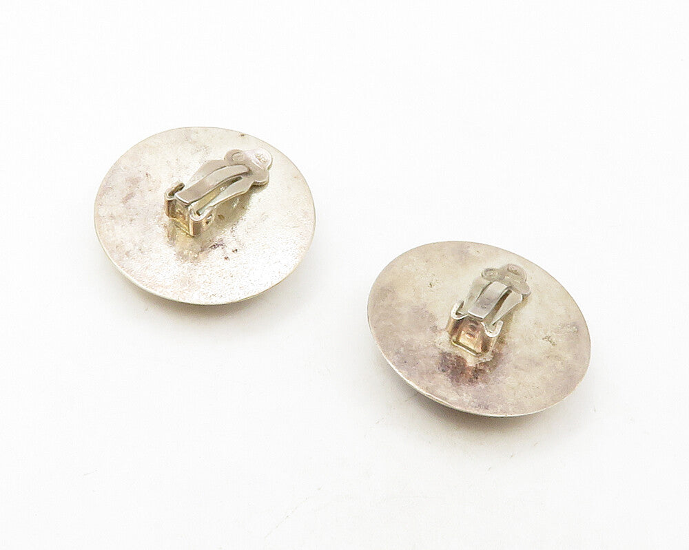 925 Sterling Silver  Vintage Amber Non Pierce Button Drop Earrings  EG6421