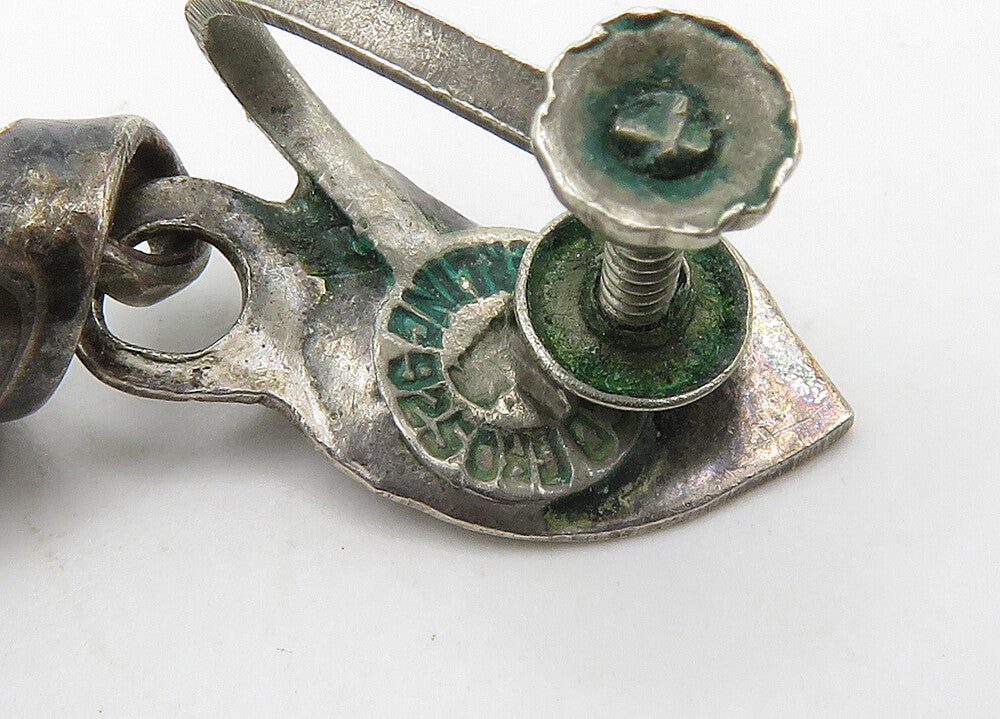 TAXCO 925 Sterling Silver  Vintage Ribbon Swirl Non Pierce Earrings  EG10675