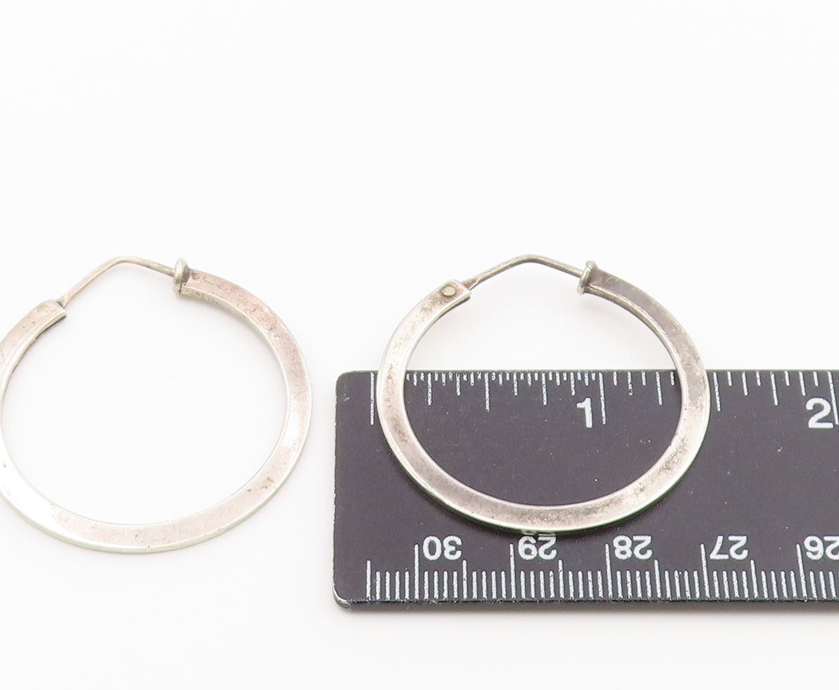 925 Sterling Silver Vintage Earrings Minimalist Tapered Statement Hoops  EG14477