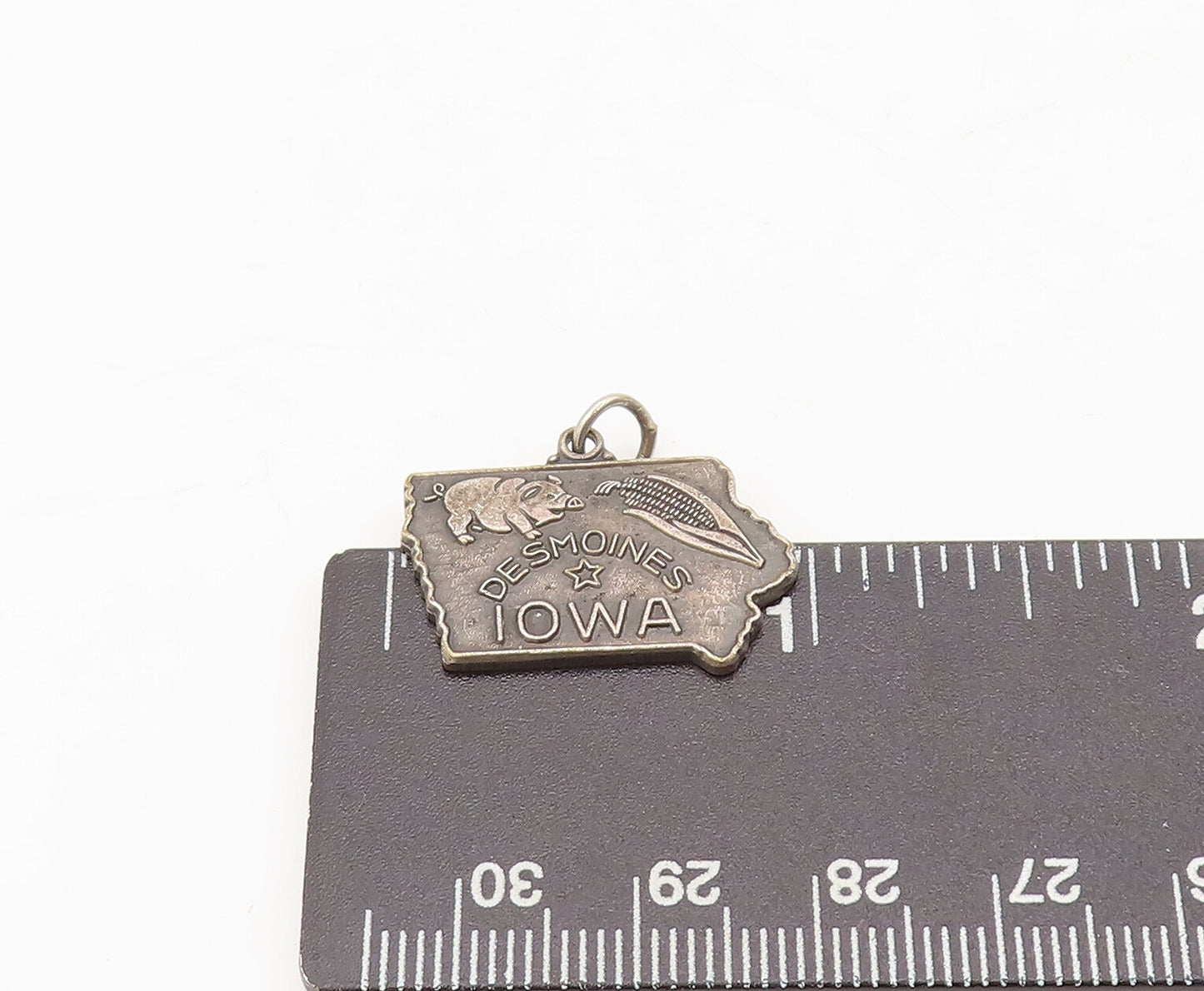925 Sterling Silver Vintage Pendant IOWA Souvenir Carved From The Monks  PT22584