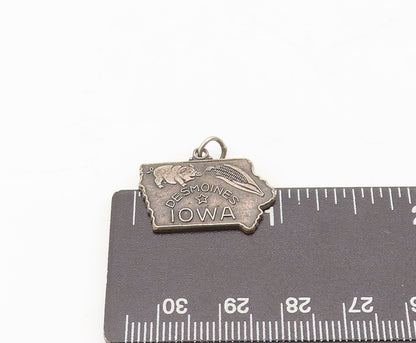 925 Sterling Silver Vintage Pendant IOWA Souvenir Carved From The Monks  PT22584