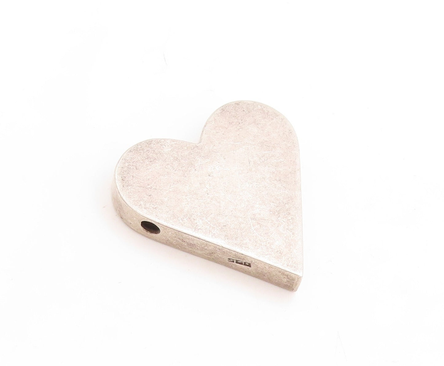 925 Sterling Silver Vintage Pendant Large Solid Heart With Holes  PT23756