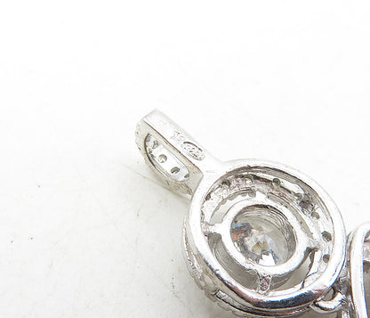 925 Sterling Silver  Cubic Zirconia & Topaz Vertical Linked Pendant  PT6641