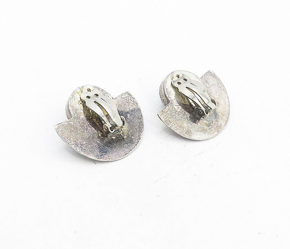 MEXICO 925 Sterling Silver  Vintage Black Onyx Non Pierce Earrings  EG4250